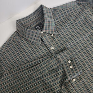 Jos A Bank Traveler Collection Dress Shirt Traditional Fit Green Plaid Men's XL